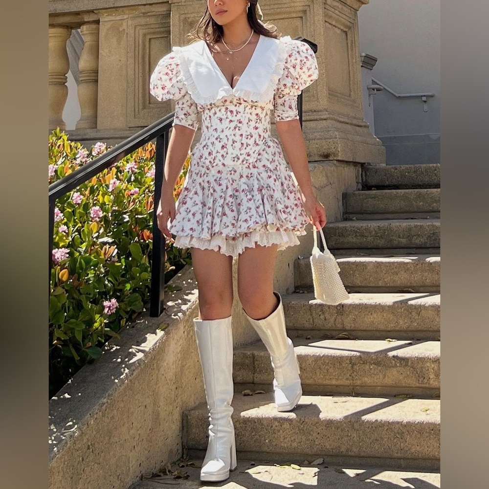 New Arrivals White Floral Mini Dress - Picture 2 of 7